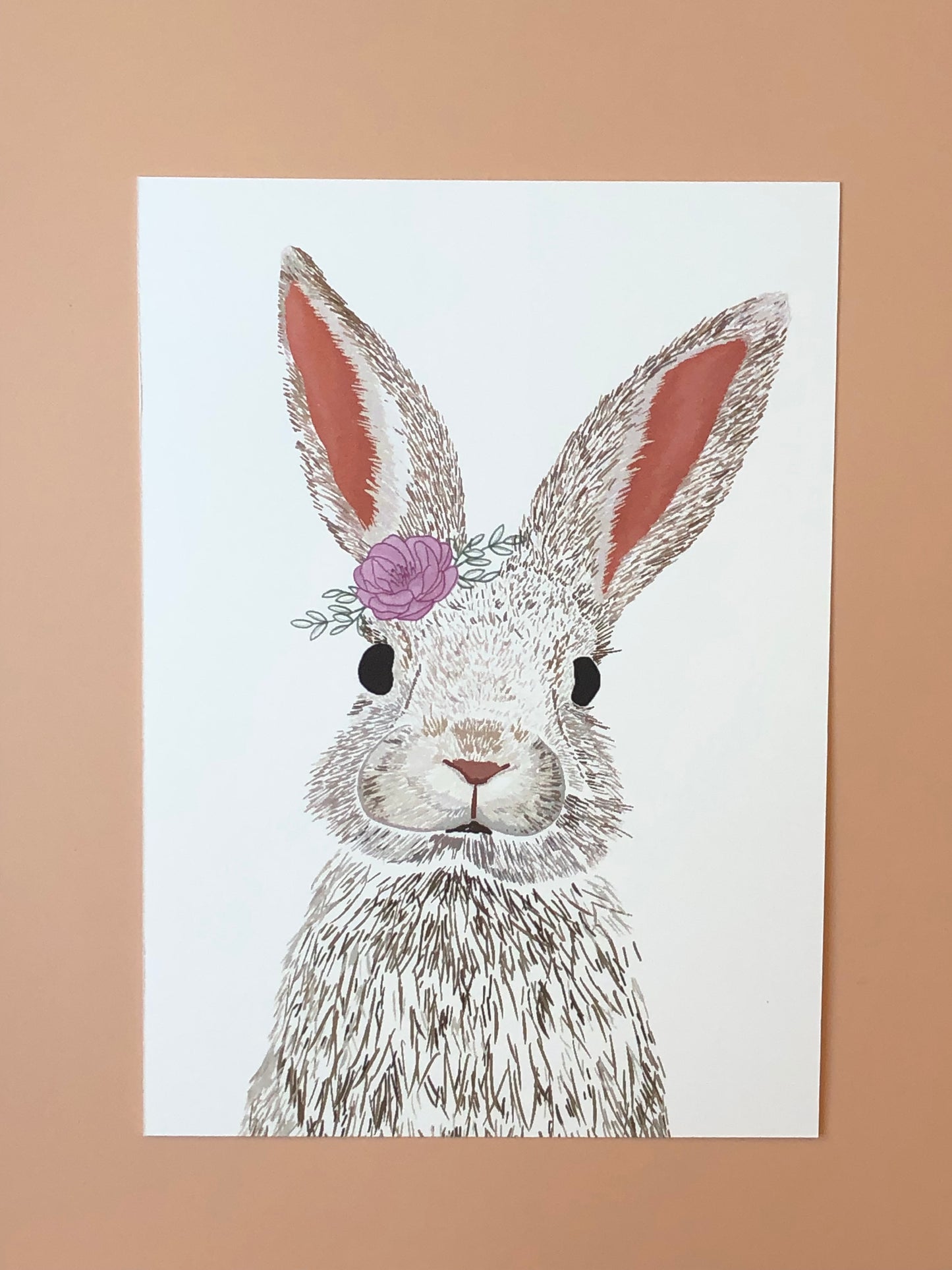 Bunny Art Print & Floral Bow