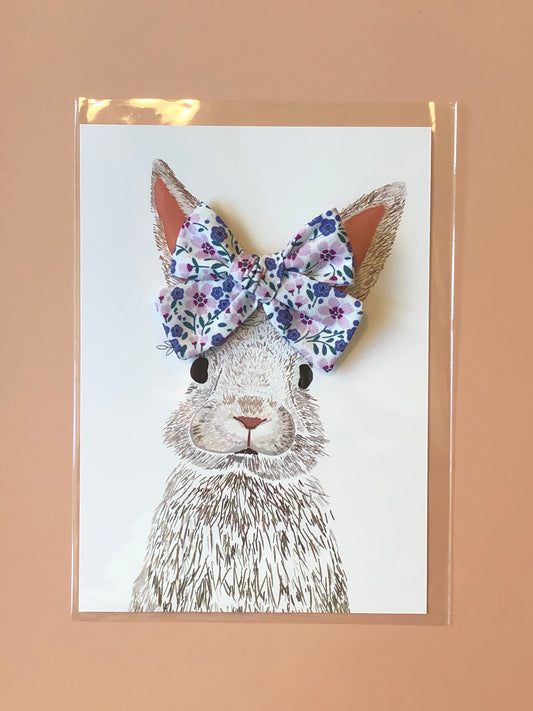 Bunny Art Print & Floral Bow