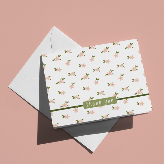 Pink Floral Thank You Card