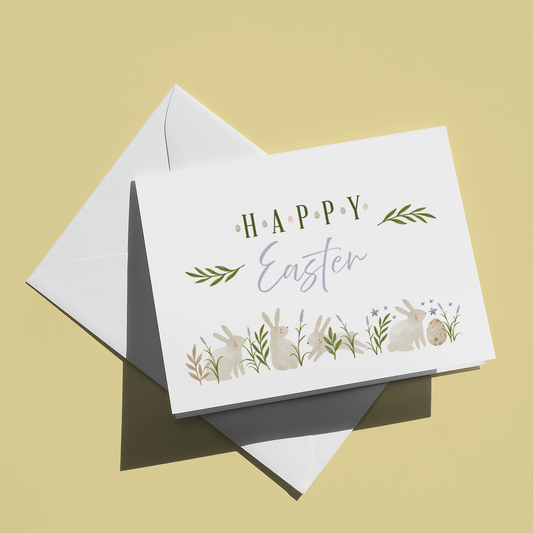 Happy Easter - Watercolor Bunny Card